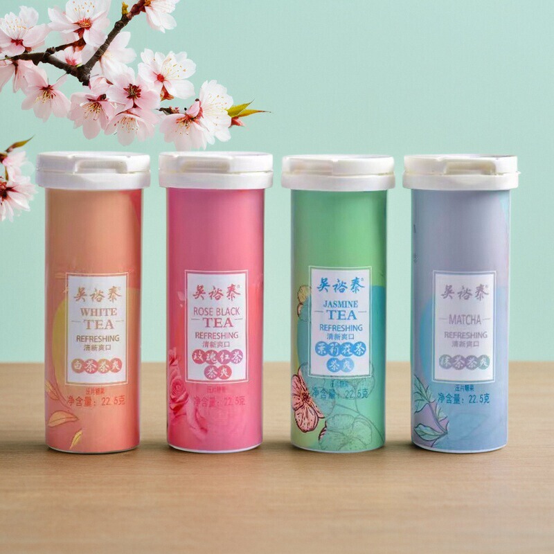 Beijing Wuyutai Tea Refreshing White Tea Rose Black Tea Jasmine Tea Matcha Flavor Tablet Candy 30 Pieces 22.5g