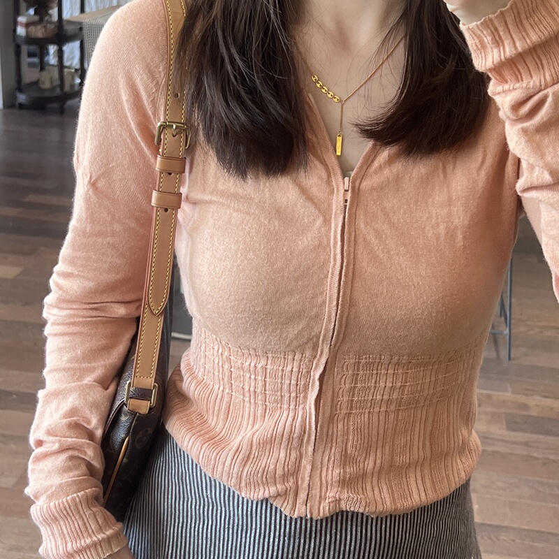 Dai Zi High-End Natural Ramie Cotton 2-Color Hooded Knitted Zip-Up Waist-Cinching Cardigan Spring and Summer Small Jacket Dai Zi High-End Natural Ramie Cotton 2-Color Hooded Knitted Zip-Up Waist-Cinching Cardigan Spring and Summer Small Jacket