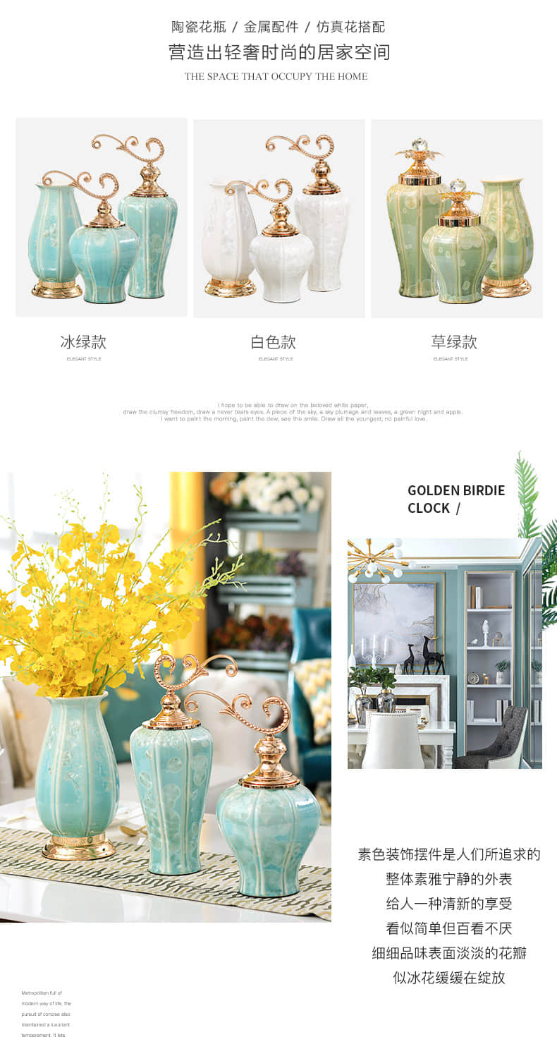 European ceramic vase furnishing articles dried flower arranging flowers sitting room suit I and contracted household light example room key-2 luxury decoration