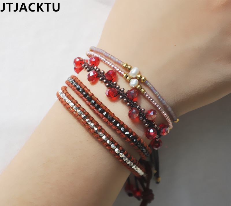 JTJACKTU xà cừ bằng bạc trắng xà cừ 2 vòng 5 Vịt đực Drake với vòng đeo tay - Vòng đeo tay Clasp vòng thạch anh tóc vàng