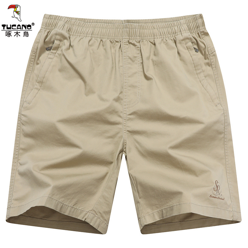 Woodpecker Dad Men's Shorts 5-Inch Beach Shorts Pure Cotton Home Wear Loose Casual Shorts