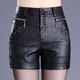 Leather shorts for women 2025 new autumn and winter high-waisted slim versatile black PU leather pants slim outer wear short boot pants trendy