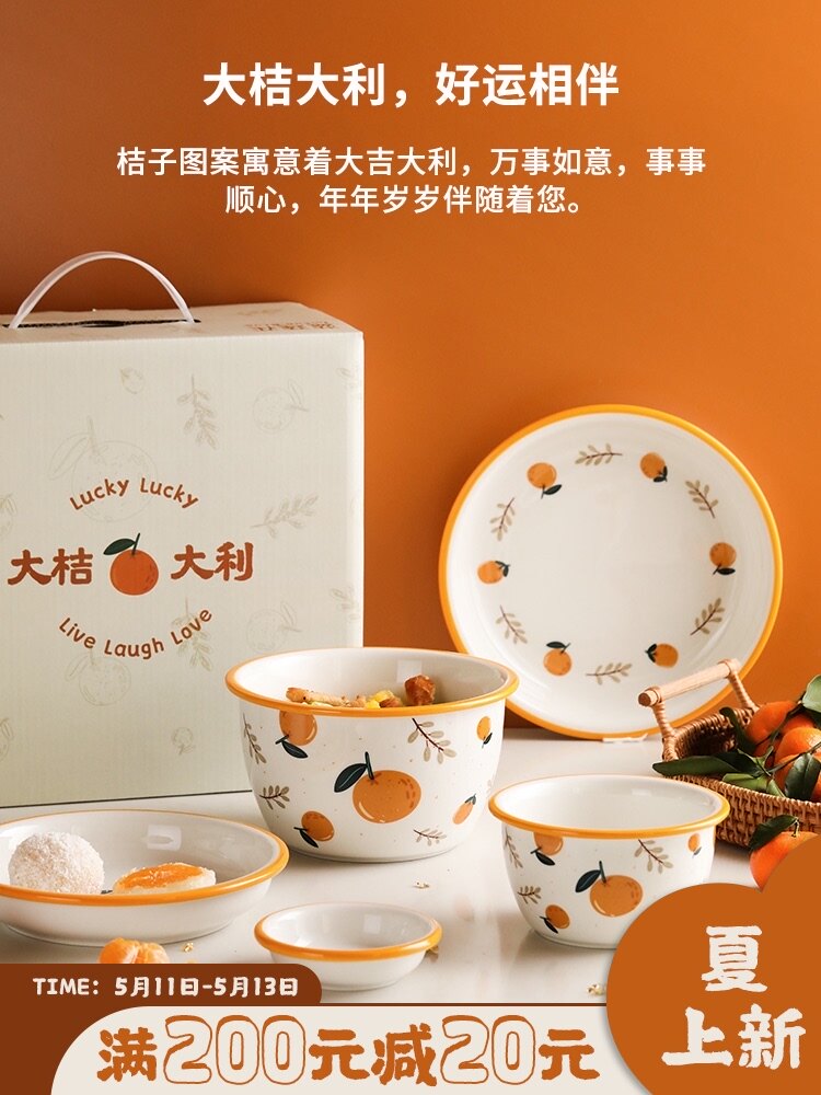 Blue Lotus gia đình đồ dùng món Đặt món ăn bát cơm gốm và sự kết hợp sáng tạo của hộp quà tặng dễ thương với đũa