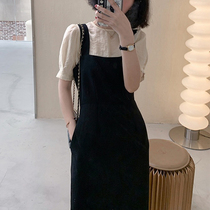 New Hepburn Wind Little Black Dress 2021 French First Love Sweet Strap Dress Two - piece Ocean Air Dress