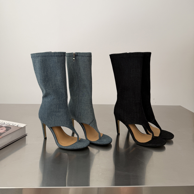 Song Xixi 2026 New Hot Girl Style Denim High Boots for Women, Round Toe Thong Sandals, Stiletto High Heels, Slim Boots, Sandals Song Xixi 2026 New Hot Girl Style Denim High Boots for Women, Round Toe Thong Sandals, Stiletto High Heels, Slim Boots, Sandals