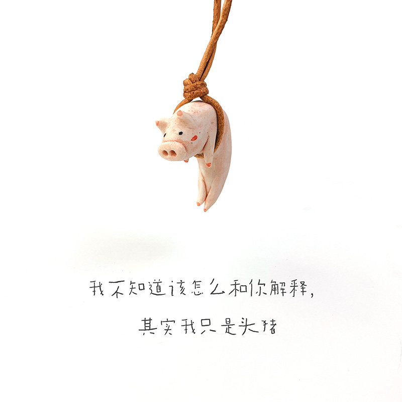 It's a friend of Xiong Shake Lin Hand-made small animal pig ceramic necklace niche brand design gift