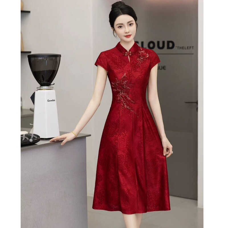 High-End Mother-In-Law Wedding Banquet Outfit 2026 New Style Dress Wedding Dress New Chinese Style High-End Mother-In-Law Wedding Banquet Outfit 2026 New Style Dress Wedding Dress New Chinese Style