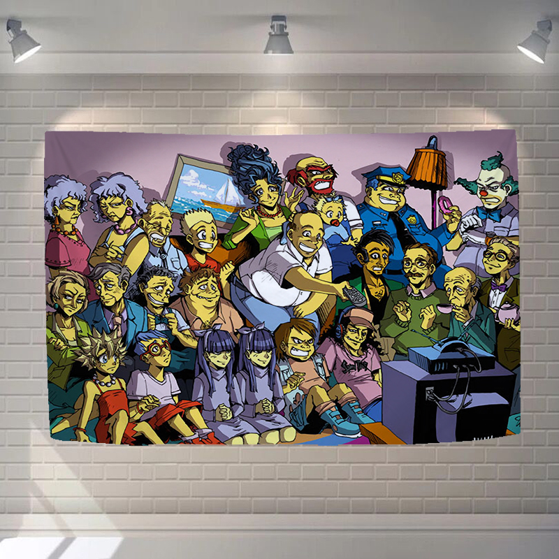 The Simpsons ins cô gái treo tường vải che phòng ký túc xá thiết kế nội thất phòng ngủ cạnh giường ngủ nền tấm thảm tùy chỉnh - Tapestry 	thảm treo tường doremon	