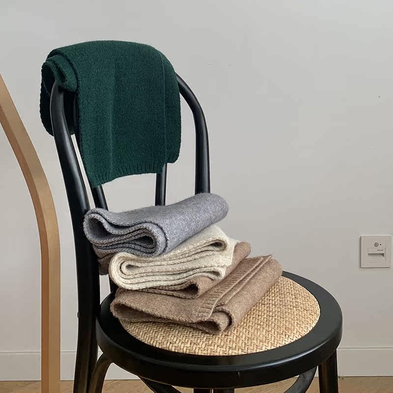 Generally cute knitted scarf women's winter 2021 new Korean version khaki dark green beige all-match warm thick