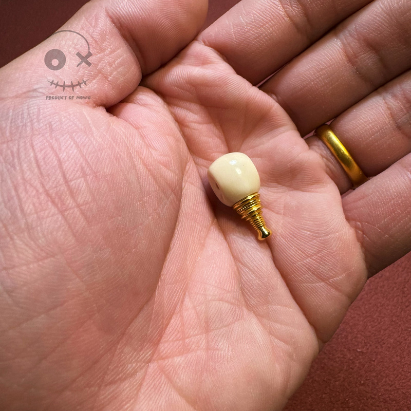 [Magic Evil Production] Wenwan Accessories Mammoth Ivory Golden Pagoda Three-Way Connector Buddha Head Tibetan Style Passion Seed Star and Moon