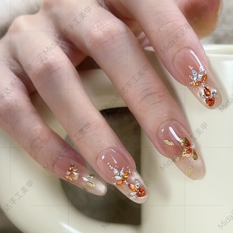Mida Wearable Nail Art 2026 New Style High-End Super Popular Pure Handmade Nail Art Unique and Stunning Koi Fish Chinese-Style Nail Pieces