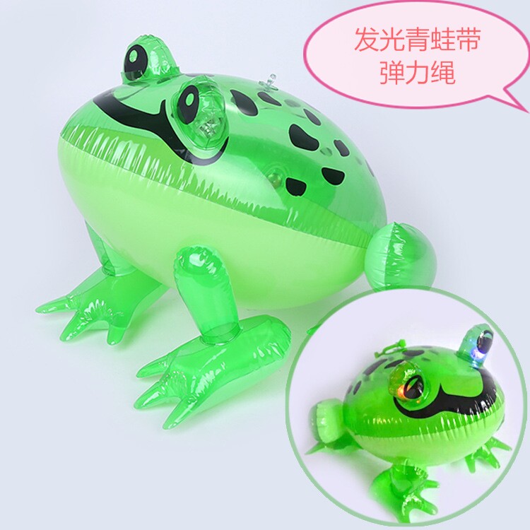 Large Number of inflatable frogs Toys Double flash with lamp luminous with rope to spread PVC children animal toys Blow Bounce
