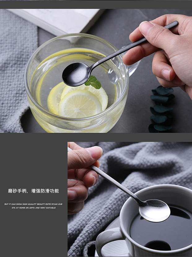 Vàng muỗng cà phê inox 304 chất liệu đầu tròn muỗng 15cm Hàn Quốc sáng tạo thanh que - Cà phê phin pha cafe inox