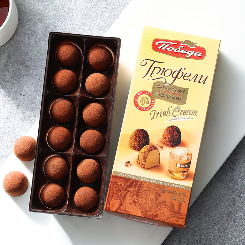 Victory truffle dark chocolate pure cocoa fat Russian original imported truffle quick-soluble chocolate gift box