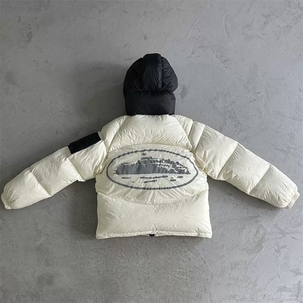 [Corteiz BOLO LITE JACKET恶魔岛透明印花短款连帽羽绒外套男街头]