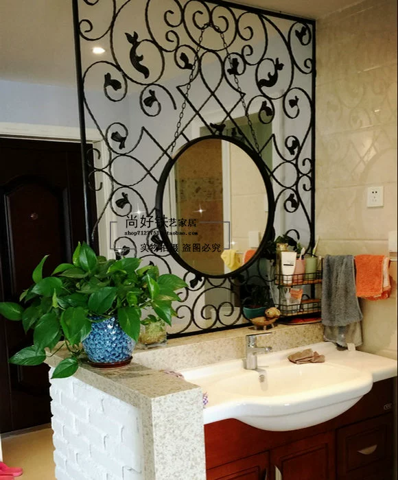 Gương phòng tắm Bắc Âu gương trang điểm gương phòng tắm treo tường gương phòng tắm gương phòng tắm lớn gương tròn - Gương