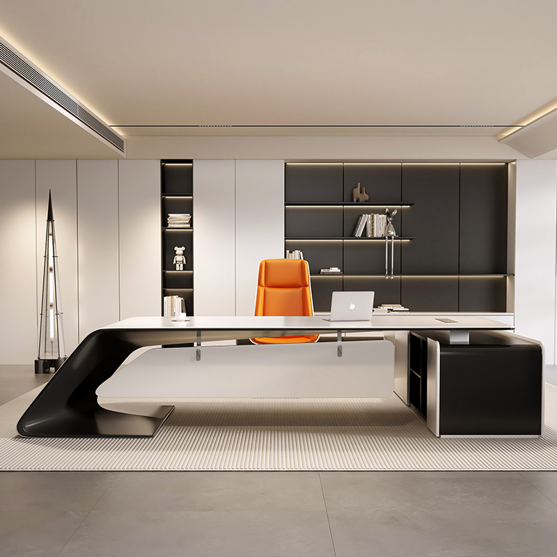 Trendy Boss's Desk, Light Luxury, High-End Feel, Short Drama Office Executive Desk, Single Executive Desk and Chair Set