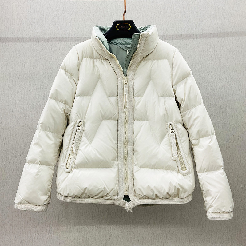 2020 NEW FASHION DOWN Down Jacket Woman Short female strap Neckline Thickened Straight Cylinder Small Substudent jacket