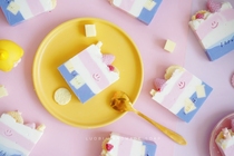 Strawberry Cows Milk Cheese Small Cake Cold Artisanal Soap Sweet soap Cute Bath Soap Companion Gift customization