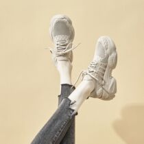 (Luxury small fan)summer thin breathable thick-soled daddy shoes women 2021 new versatile foot small sneakers tide