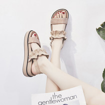 2021 summer new Korean version wild student net red thick-soled platform shoes Hong Kong taste retro chic flat sandals women