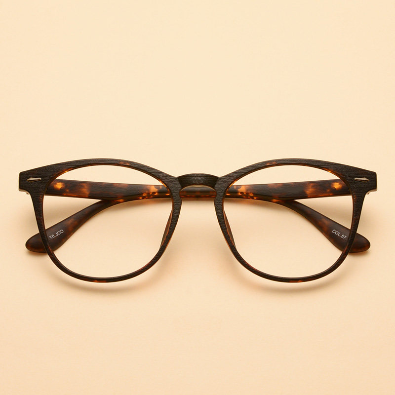 Retro TR90 imitation wood grain round frame big face glasses frame female Korean version trend eye frame male can be equipped with myopia flat light