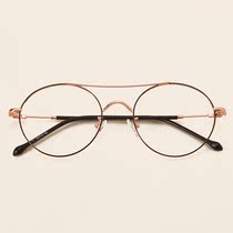 Double beam metal large frame glasses frame female retro personality Korean round toad mirror with myopia astigmatism big face art