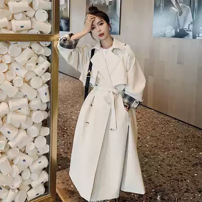 SNICYKER2021 new windbreaker women's medium and long version temperament small Hepburn wind high-end atmospheric coat spring and autumn