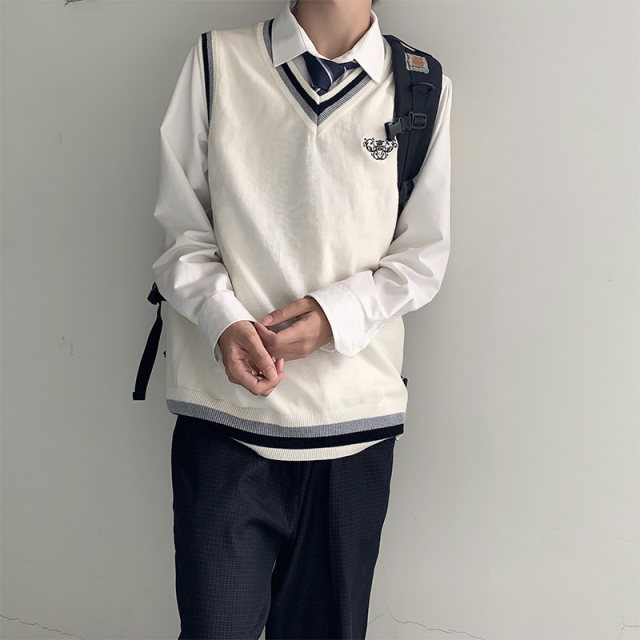 ລຸງ Kimura dk ຕົ້ນສະບັບ V-neck vest embroidered cotton knitted sleeveless sweater vest spring and autumn thin students uniform students