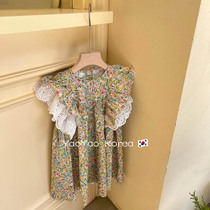 Girl Dress Girl Dress Korean Version Children Dress Summer Dress Children New Foreign Air Skirt Sleeveless Floral Skirt Woman Princess Dress