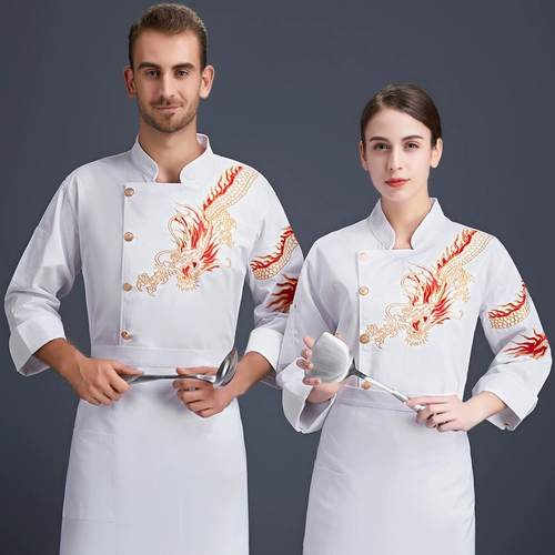 Доминирующий повар дракона Главный рабочий сервер короткий -Нарушение мужской летняя кухня Золотая Дракона Административная кухня черная кухня кухня бабушка
