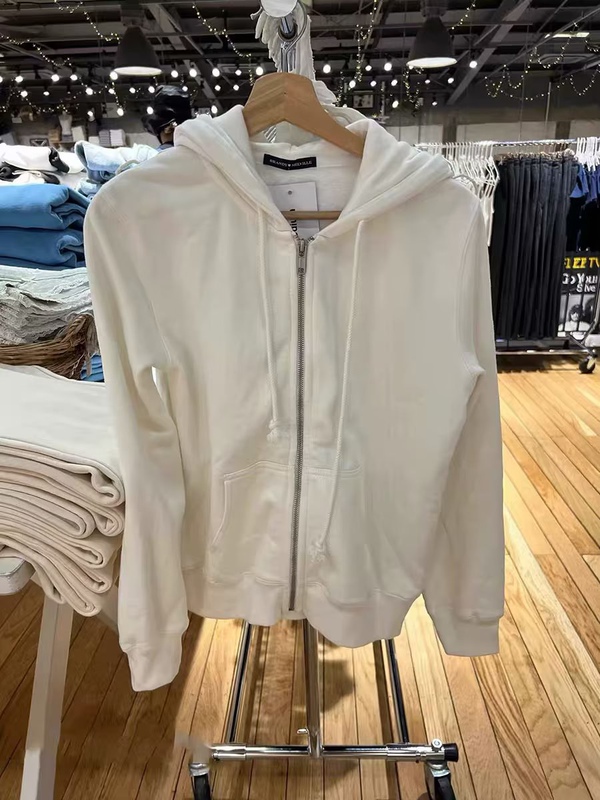 Brandy Girl American Retro Pure Color Bm Mid-Length Sweatshirt Hooded Cardigan Loose Zipper Jacket Top
