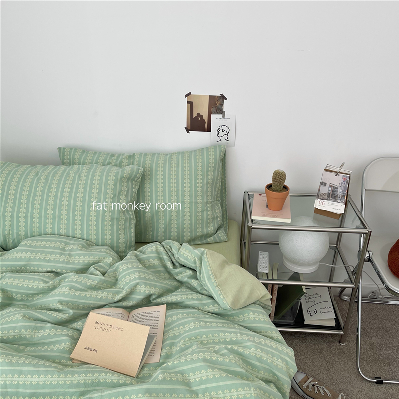 Slowly and cartooning|ins day style art all cotton color weave jacquard bed goods four pieces of dormitory three sets of four seasons