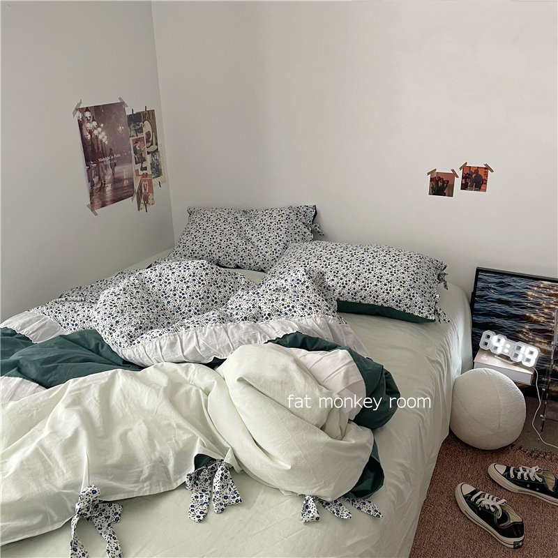 Sophia's Crush Dress Korean - style All Cotton Wash Cotton Princess Wind Splicing Process Set 4 pieces