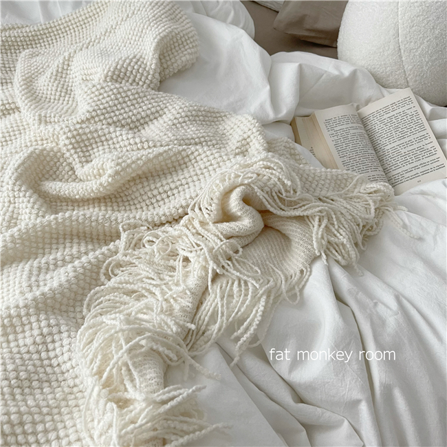 Pineapple Grid Blanket | ins Simple Japanese Versatile Honeycomb Waffle Air Conditioning Blanket Office Nap Blanket_voghion.com