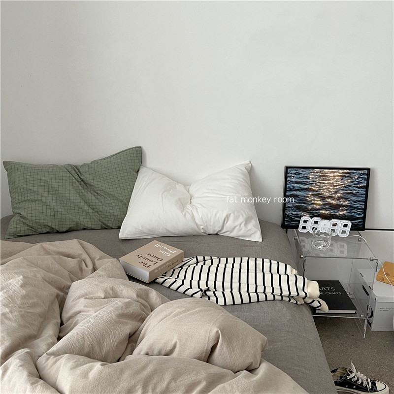 Log) Healing Department) All cotton washed cotton light card with mixed hitch grey quality Park lukewarm wind bed with four sets of three sets