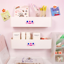 Simple wind wall bedside storage box free punch sticker wall hanging wall rack university student dormitory upper shop artifact