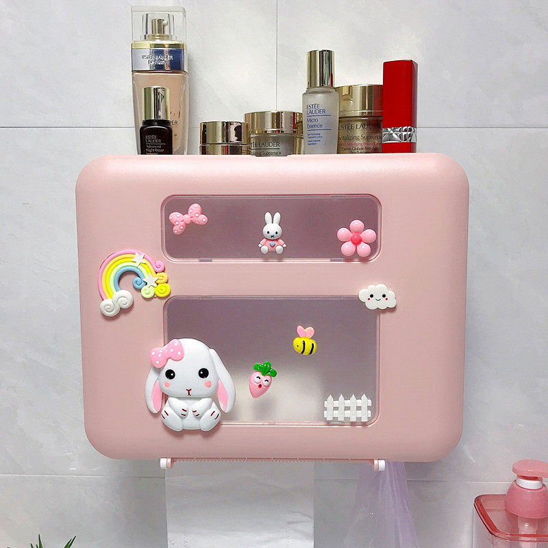 Creative cartoon punch-free toilet paper tissue box large paper draw box toilet wall hanging wall hanging kitchen shelf