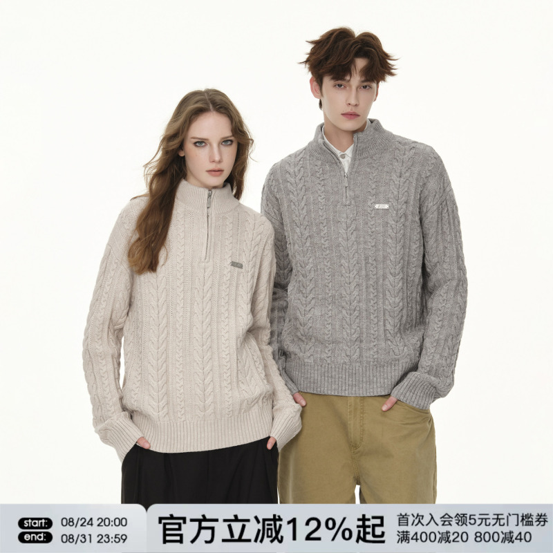 Fornines Wool Blend Half-Zip Stand-Up Collar Sweater for Men and Women, Autumn and Winter Couple Tops, Casual High-Neck Knitwear Fornines Wool Blend Half-Zip Stand-Up Collar Sweater for Men and Women, Autumn and Winter Couple Tops, Casual High-Neck Knitwear