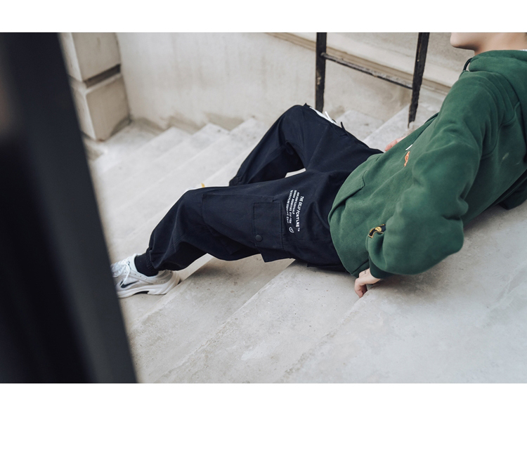 2018 in chữ mới overalls xu hướng quần nam Hàn Quốc mùa thu đông baggy nam