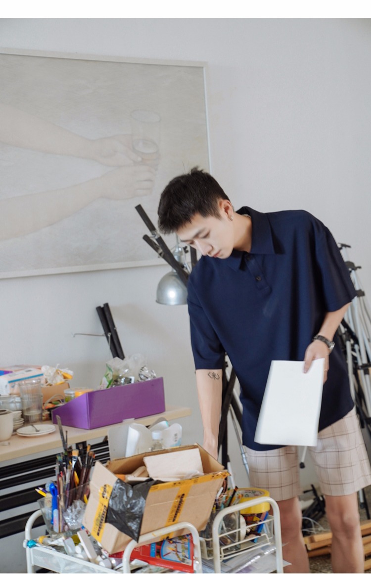 Bốn mươi chín ngày hè phong cách Hàn Quốc ulzzang màu đơn giản áo polo đơn giản nam xu hướng áo ngắn tay shop bán áo thun nam có cổ