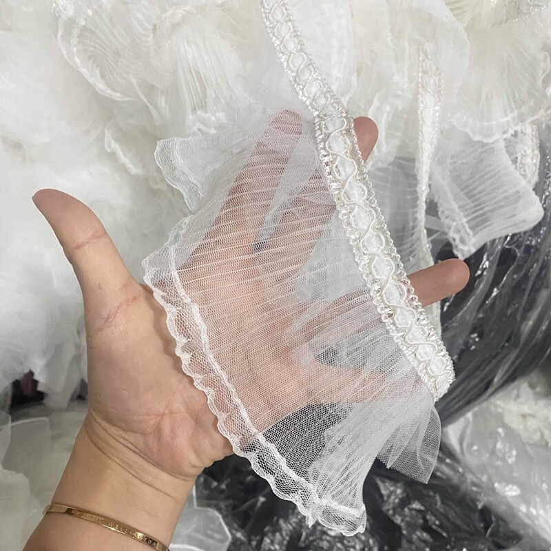Yiming Lace 2024 New Curtain Accessories Lace Trim Woven Double-Layer Gauze Edge French Style Lace