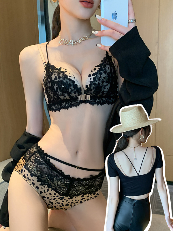 Victoria Light Luxury Front-Clasp Leopard Print Bra for Women with Large Busts, Minimizing Effect, Sexy, Wireless, Pure Desire Lace, Beautiful Back