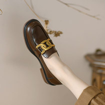British style single shoes women 2022 spring and autumn new small leather shoes brown retro autumn and winter all-match leather flat loafers