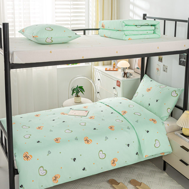 13070 Student dormitory three-piece single bed sheet quilt cover pure cotton six-piece student bedding 0.9