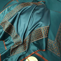 Net red Nordic light luxury wind 100 plush cotton sheets quilt cover four-piece set of cotton pure cotton simple embroidery bed