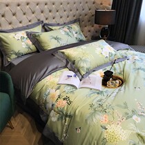 Net red pastoral 100 printed plush cotton four-piece set Cotton cotton quilt cover sheets four seasons quality bed