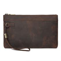 New crazy Horse leather handbag men large capacity business simple handbag Leather vintage wallet Casual clutch bag men