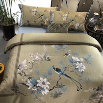 Net red Chinese ink painting Cotton 100S horse cotton digital printing four-piece set Chinese style pure cotton 1 8m bed