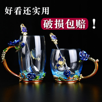 New Products Enamel Color Glasses Glass Cups Children Home Breakfast Milk Flowers Tea Cups Creative Tide Eurostyle Coffee Cups